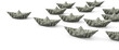 Illustration of multiple boats made with american dollar currency