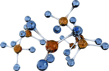 Wall Mural - Image of network of brown and blue molecule chemistry models