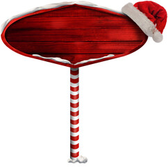Wall Mural - image of christmas sign board with copy space and red santa claus hat