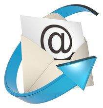 Envelope With Blue Arrow Isolated On A Transparent Background