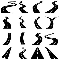 Wall Mural - Road icon vector set. route illustration sign collection. trip symbol or logo.