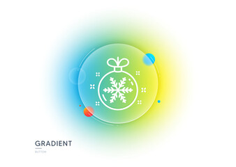 Wall Mural - Christmas ball with snowflake line icon. Gradient blur button with glassmorphism. New year tree decoration sign. Transparent glass design. Christmas ball line icon. Vector