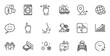 © blankstock - Outline set of 24 hours, Weather and Usa close borders line icons for web application. Talk, information, delivery truck outline icon. Include World weather, Safe water, Click hand icons. Vector