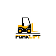 Forklift Logo. Fork Lift Truck Icon Isolated On White Background
