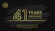 © Win - 41 years anniversary celebration, anniversary celebration template design with gold color isolated on black brush background. vector template illustration