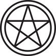 Pentagram star symbol and pentagram symbol in circle . Vector illustration - outline, linear and minimalist style
