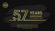 © Win - 57 years anniversary celebration, anniversary celebration template design with gold color isolated on black brush background. vector template illustration