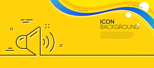 Wall Mural - Loud sound line icon. Abstract yellow background. Music sound sign. Musical device symbol. Minimal loud sound line icon. Wave banner concept. Vector