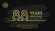 © Win - 88 years anniversary celebration, anniversary celebration template design with gold color isolated on black brush background. vector template illustration