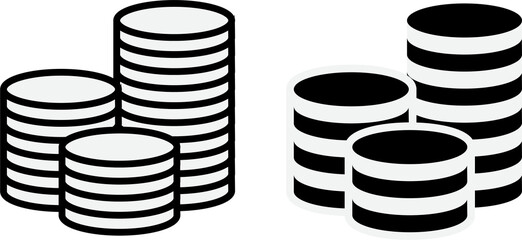 Poster - Coins Icon isolated on grey background. Money icon set. Line money symbol for web site design. Vector illustration
