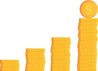 Fototapete - Coins icon. Stack of golden coin like income graph. Vector illustration