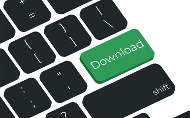 Leinwandbilder - Vector illustration of DOWNLOAD key on keyboard