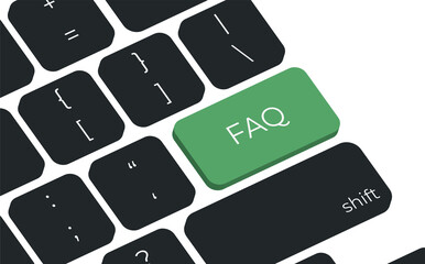 Fototapete - Computer keyboard key with key FAQ. Keyboard keys icon button