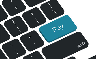 Fototapete - Pay button on keyboard keys vector. Simple style