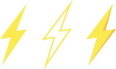 Aufkleber - Lightning bolt icons set, thunderbolt sign or flash symbol. Isolated on grey background. vector illustration