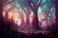 Feywild Magical Forest, Dungeons And Dragons Adventuring Concept Art Fantasy Digital Painting