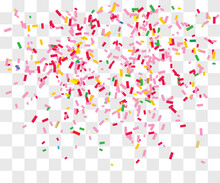 Many Falling Gold And Tiny Confetti Pieces. Vector Background