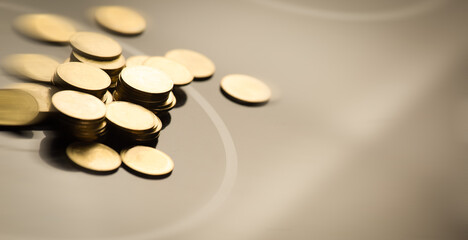 Strategy investment for wealth or business management concept. Stack of coins with space for text