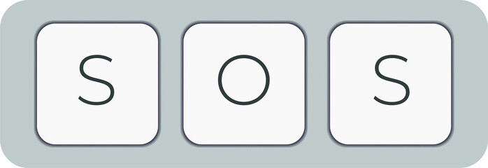 Fototapete - Computer keyboard key with key sos. Keyboard keys icon button