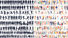 Silhouette Set Of People On White Background Vector