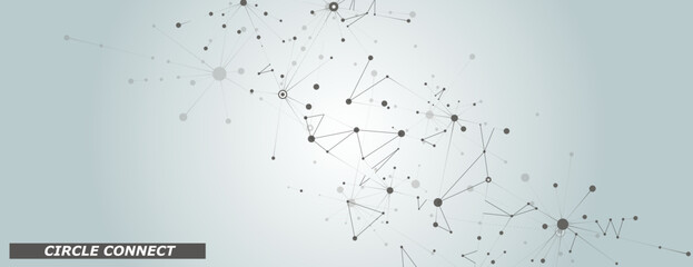 Connectivity medical illustration. Template structure space with molecules. Network dots and lines on white background. Abstract vector technology concept design. Social network concept technology