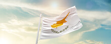 Cyprus National Flag Cloth Fabric Waving On The Sky - Image