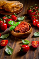 Poster - Sun dried and pickled tomatoes with fresh herbs and spices