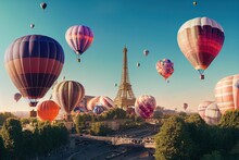 Balloons Floating Above Paris