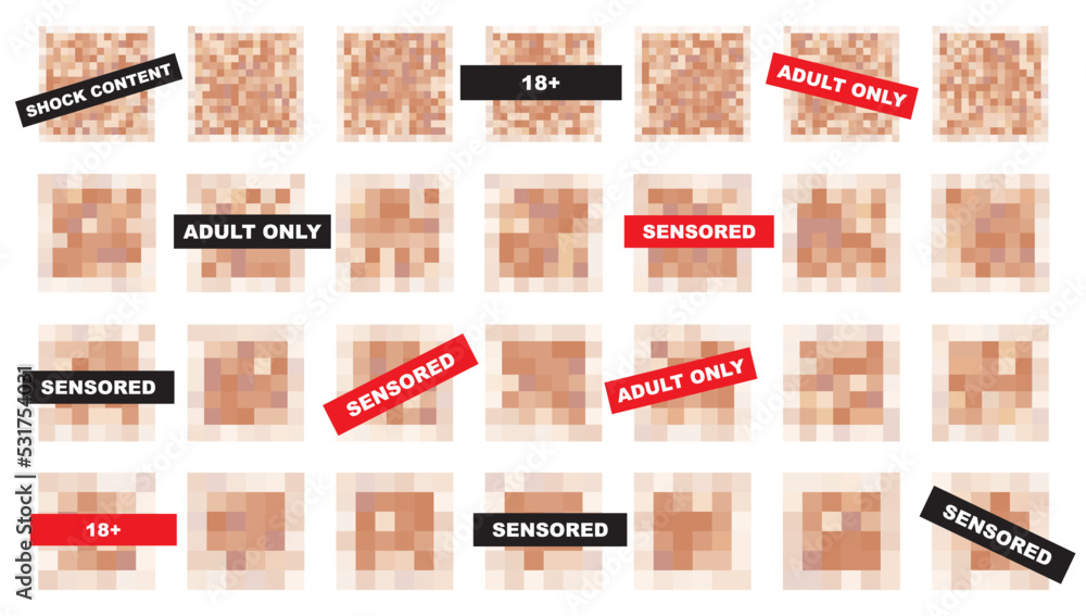 Nude Skin Censor Pixel Blur Icons, Censorship Mosaic Effects, Pixelated ...