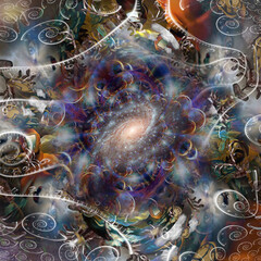 Wall Mural - eternal spaces. surreal composition with time spirals