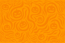 Spooky Halloween Background  Copyspace Pattern With Scary Pumpkins