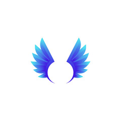 blue wing logo template vector icon illustration design