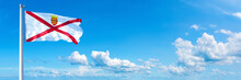 Jersey Flag On A Blue Sky *** Horizontal Banner 12000 X 4000 Px