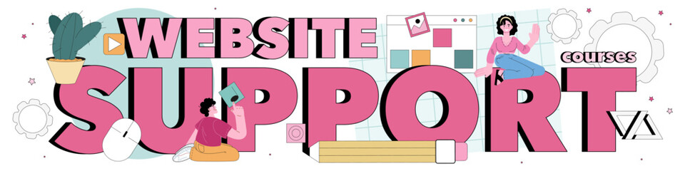 Wall Mural - website technical support course typographic header. idea of web page