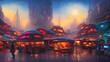 © 4K_Heaven - Artistic concept painting of a scary marketplace, background 3d illustration.
