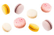 Macaroons sweet food png French dessert . Pastel yellow, pink color 