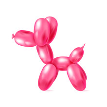 Animal Balloon Colorful Pink Dog Poodle Illustration Isolated On White Background