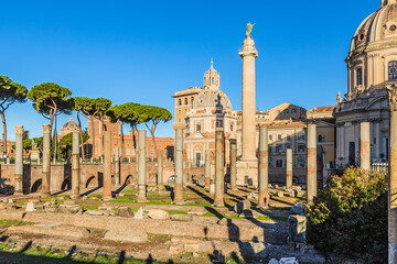 Wall Mural - Rome, Italy. Ruins of the ancient forum of Trajan