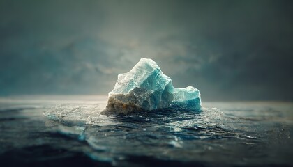 Poster - Raster illustration of a beautiful iceberg in the ocean with a stormy sea around. North Pole, polar pole, winter, tip of the iceberg, North Atlantic Ocean, cold current. 3d rendering