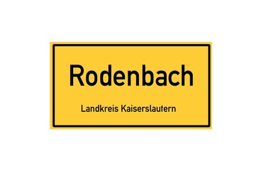 Isolated German city limit sign of Rodenbach located in Rheinland-Pfalz