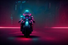 Cyberpunk Motorcycle Arcade Style Megacity Design