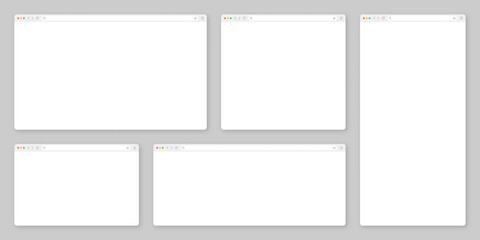 Wall Mural - blank web browser window with toolbar and search field. modern website, internet page in flat style.