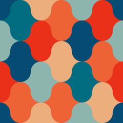 Wall Mural - Vintage Damask seamless pattern in the style of 70. Vector illustration