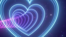 Beautiful Blue And Purple Heart Rings In Outer Space Flying Journey - Abstract Background Texture
