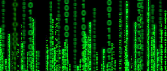 computer coding with neon gradient, zeros and ones of binary code. digitally generated image on a co