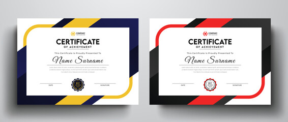 clean and simple certificate template for multipurpose i yellow and red color variation corporate ce