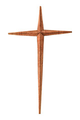 Wall Mural - Wooden christian cross isolated on transparent background - PNG format.