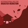 illustration vector graphic of silhouette of a house hit by a landslide in the hills, perfect for international day, disaster reduction, celebrate, greeting card, etc.