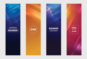 Wall Mural - Modern vertical banner set, background template design for internet. Colorful geometric background design for social network cover, web banner, promotional banner and poster in vector illustration.