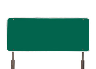 Wall Mural - Big blank green highway road sign isolated.